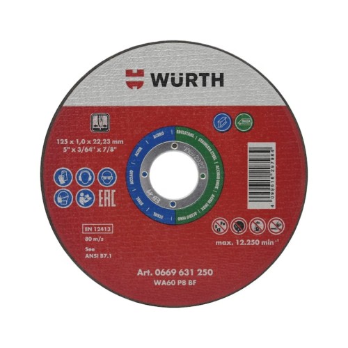 Tarcza tnąca do stali i stali nierdzewnej WURTH  125x1,0 mm
