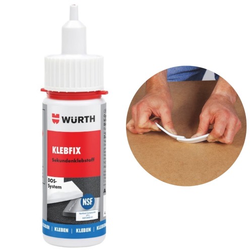 Klej błyskawiczny cyjanoakrylowy KLEBFIX 50g WURTH metal, plastik - szybki