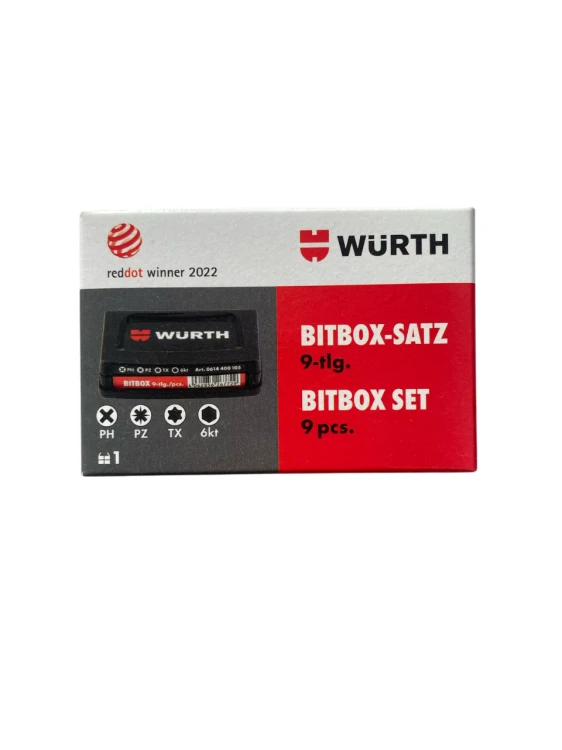 Zestaw bitów 1/4” WURTH 9 el. w pudełku