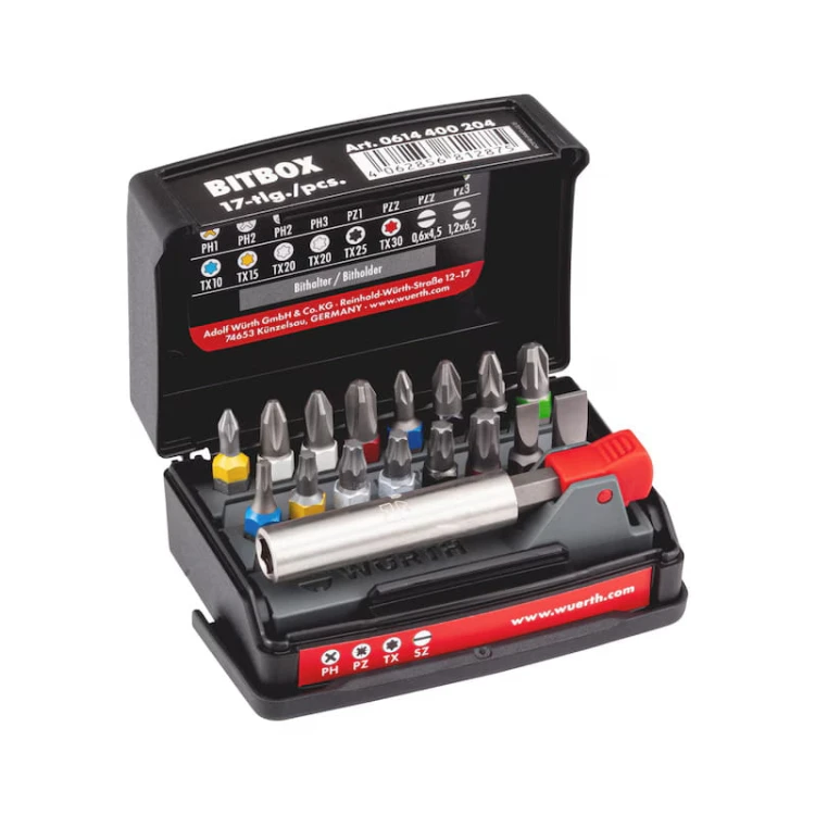 Zestaw bitów 1/4” WURTH 17 el. w pudełku