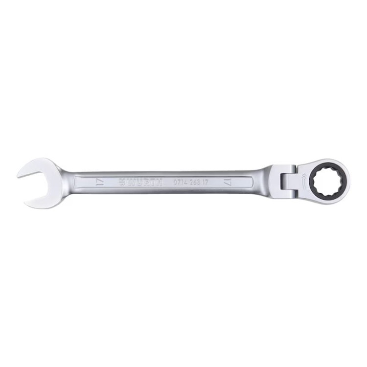 Klucz płasko-oczkowy z grzechotką 13 mm WURTH – 72 zęby, chromowany