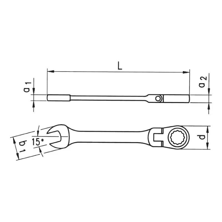 Klucz płasko-oczkowy z grzechotką 13 mm WURTH – 72 zęby, chromowany