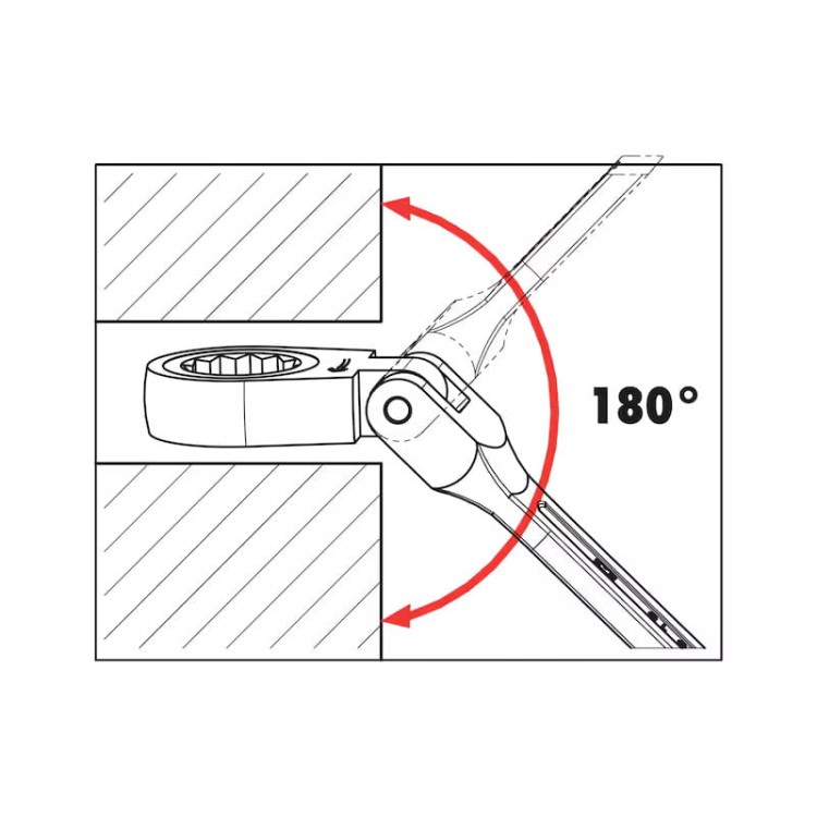 Klucz płasko-oczkowy z grzechotką 13 mm WURTH – 72 zęby, chromowany