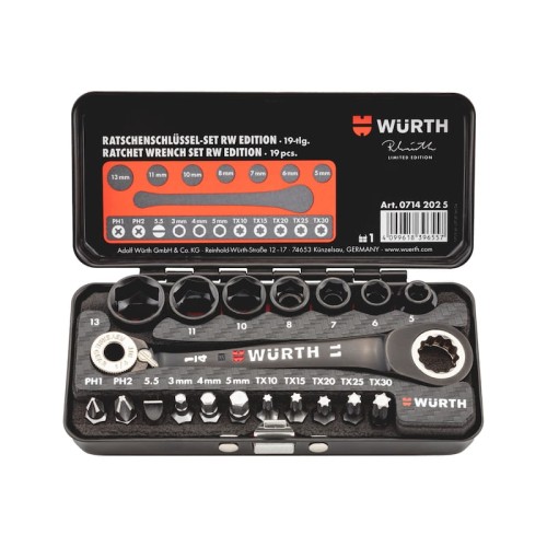 Zestaw kluczy nasadowych z grzechotką WURTH RW EDITION 19 el.