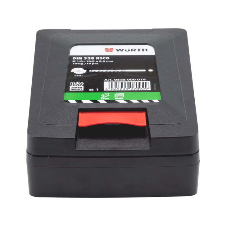 Zestaw wierteł spiralnych WURTH HSCo DIN 338 typ RN Oxide 19 el.