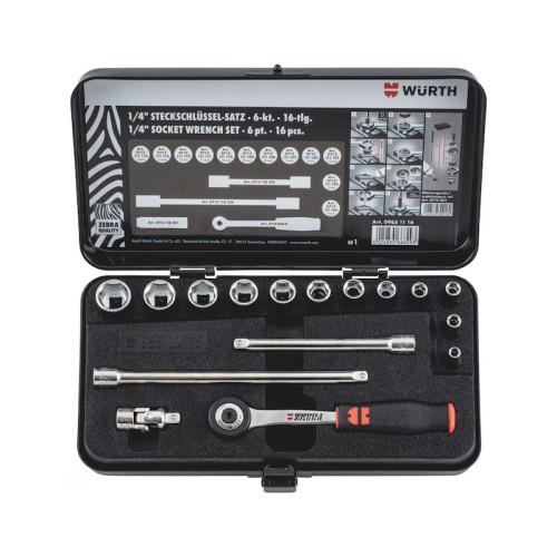 Zestaw kluczy nasadowych 1/4 cala WURTH 16 el.