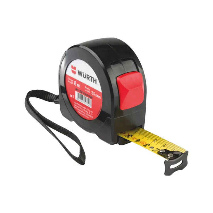 Miara zwijana kieszonkowa 8m x 25mm WURTH taśma miernicza klasa II