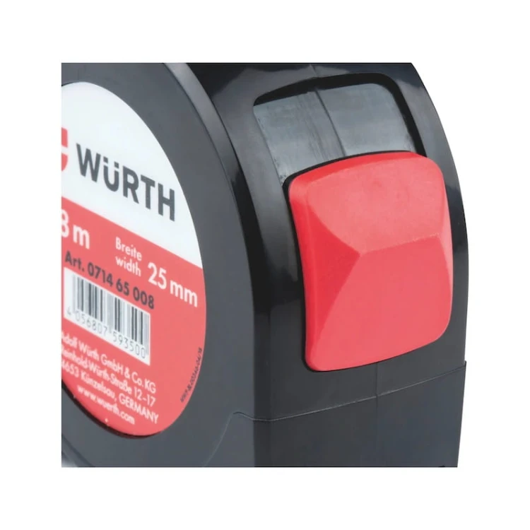 Miara zwijana kieszonkowa 8m x 25mm WURTH taśma miernicza klasa II