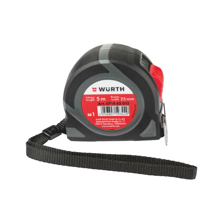 Miara zwijana 5m 25mm WURTH kieszonkowa taśma miernicza kl. II dwustronna
