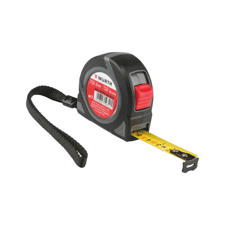 Miara zwijana 3m 16mm WURTH kieszonkowa taśma miernicza kl. II dwustronna