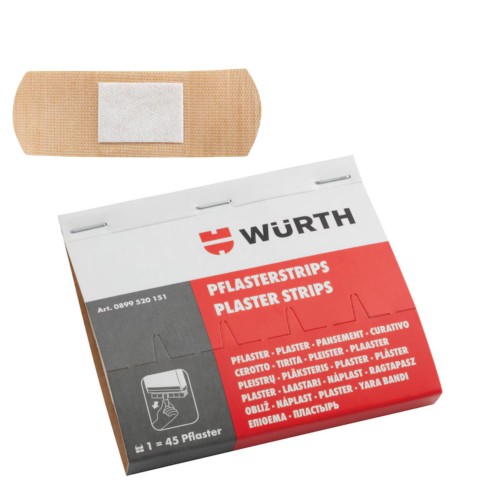 Plastry z opatrunkiem WURTH 45 szt. elastyczne jednorazowe