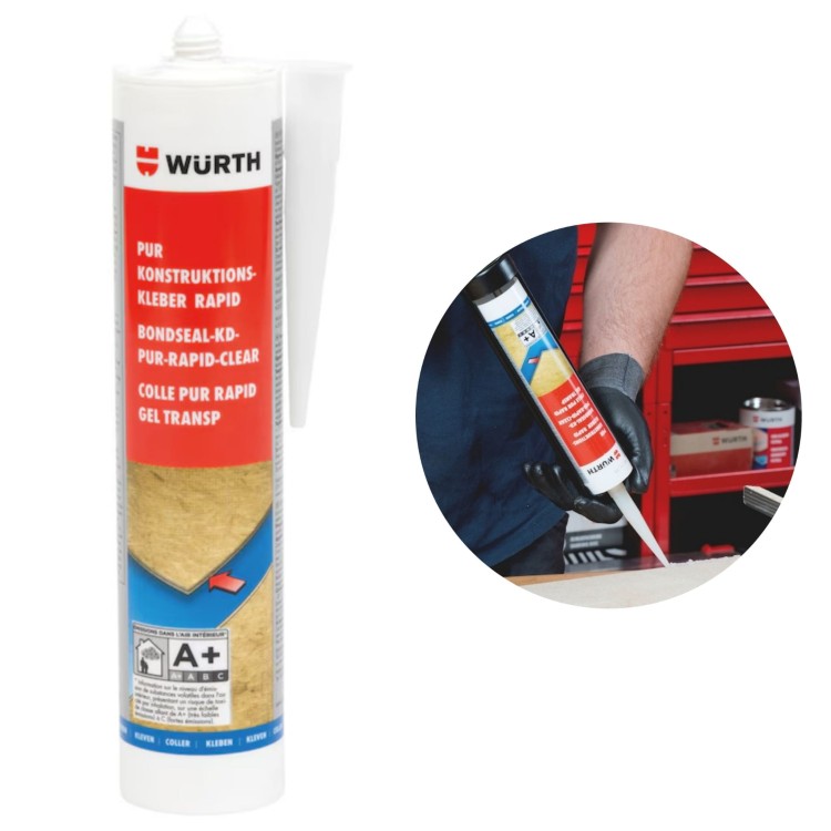 Klej konstrukcyjny Rapid PUR 310ml WURTH Strukturalny D4 Przezroczysty