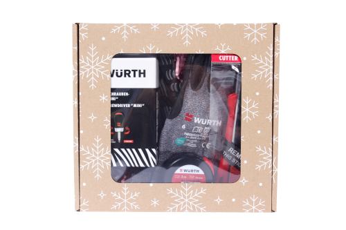 Zestaw prezentowy WURTH 4el. POD CHOINKĘ: wkrętak, miarka, nóż, rękawice