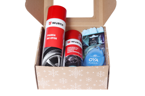 Zestaw prezentowy WURTH 4el. POD CHOINKĘ: kokpit, opony, mikrofibra, zapach