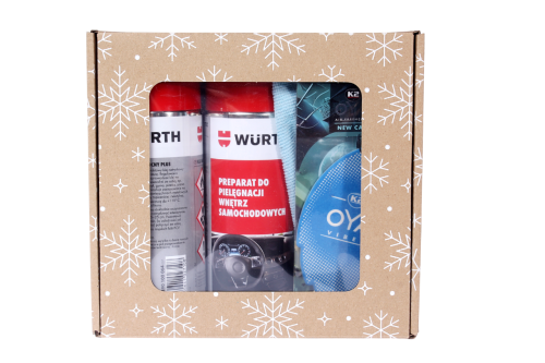 Zestaw prezentowy WURTH 4el. POD CHOINKĘ: kokpit, opony, mikrofibra, zapach