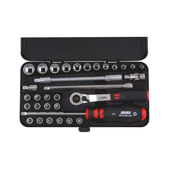 Zestaw kluczy nasadowych z napędem 1/4 cala WURTH 32 elementy