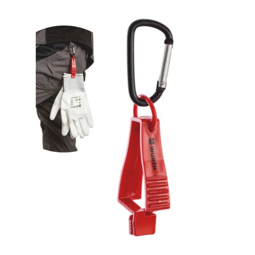 Uchwyt na rękawice z hakiem i zatrzaskiem WURTH uniwersalny czerwony