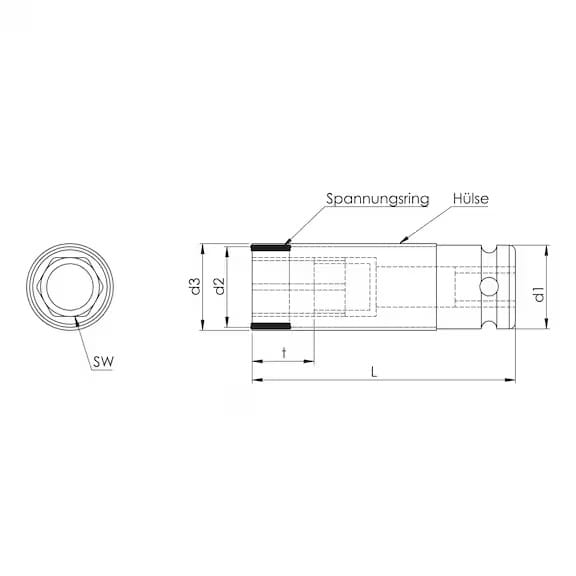 Zestaw nasadek udarowych napęd 1/2 cala do felg aluminiowych WURTH 3 el.