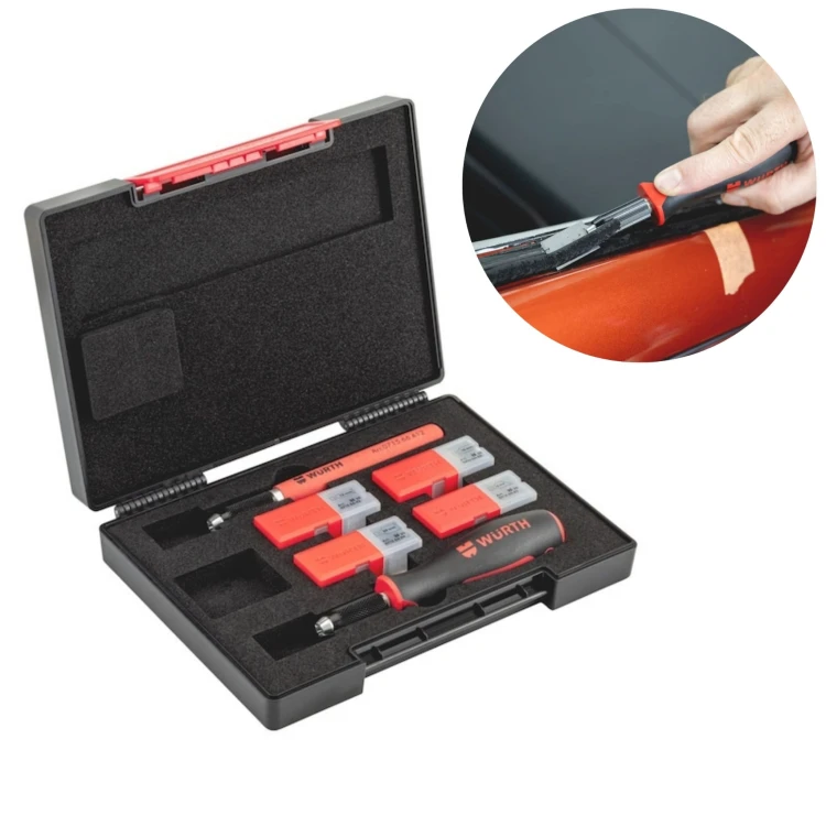 Zestaw skrobaków PU do uszczelek kleju szyb ostrza WURTH 83 el. Orsy